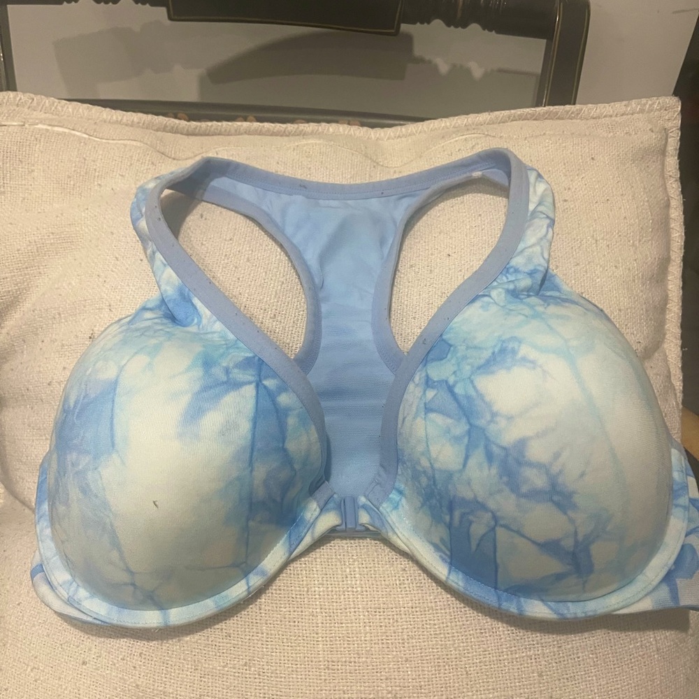 Pink front closure sport bra